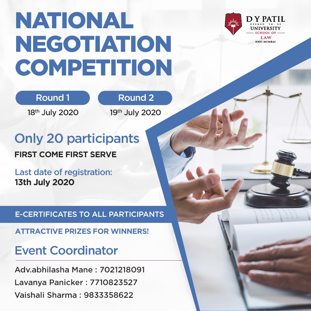 National Negotiation Competition by DY Patil University School of Law