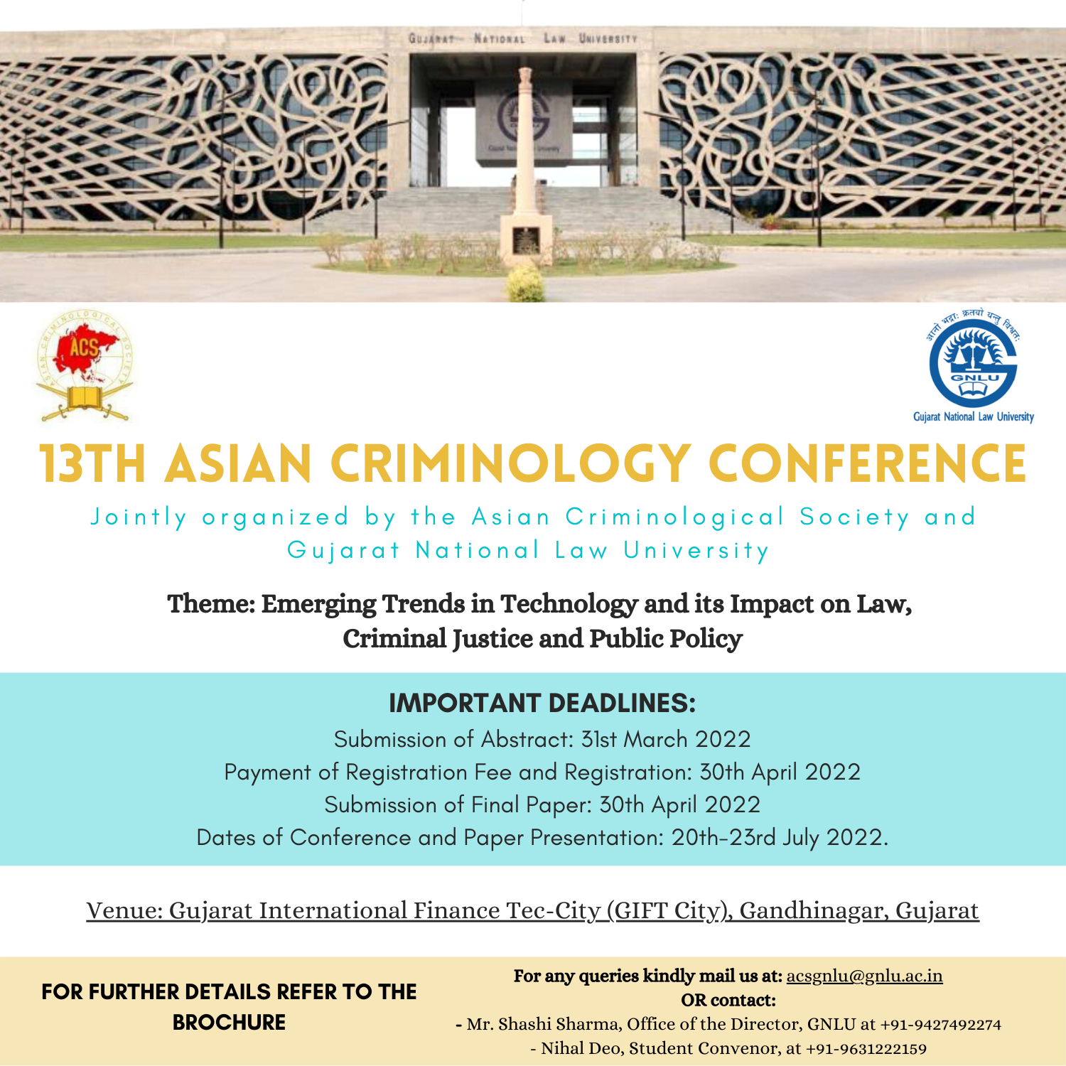 13th ASIAN Criminology Conference on the theme “Emerging Trends in